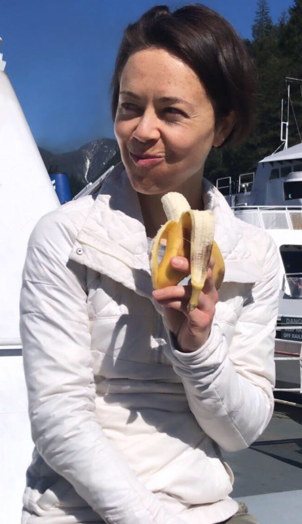 Zuzana eating vegan banana active vegetarian